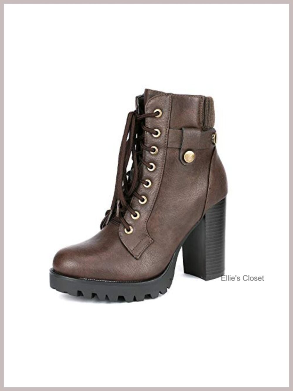Women's Lace Up Combat Ankle Booties Faux Leather Chunky Heel Platform